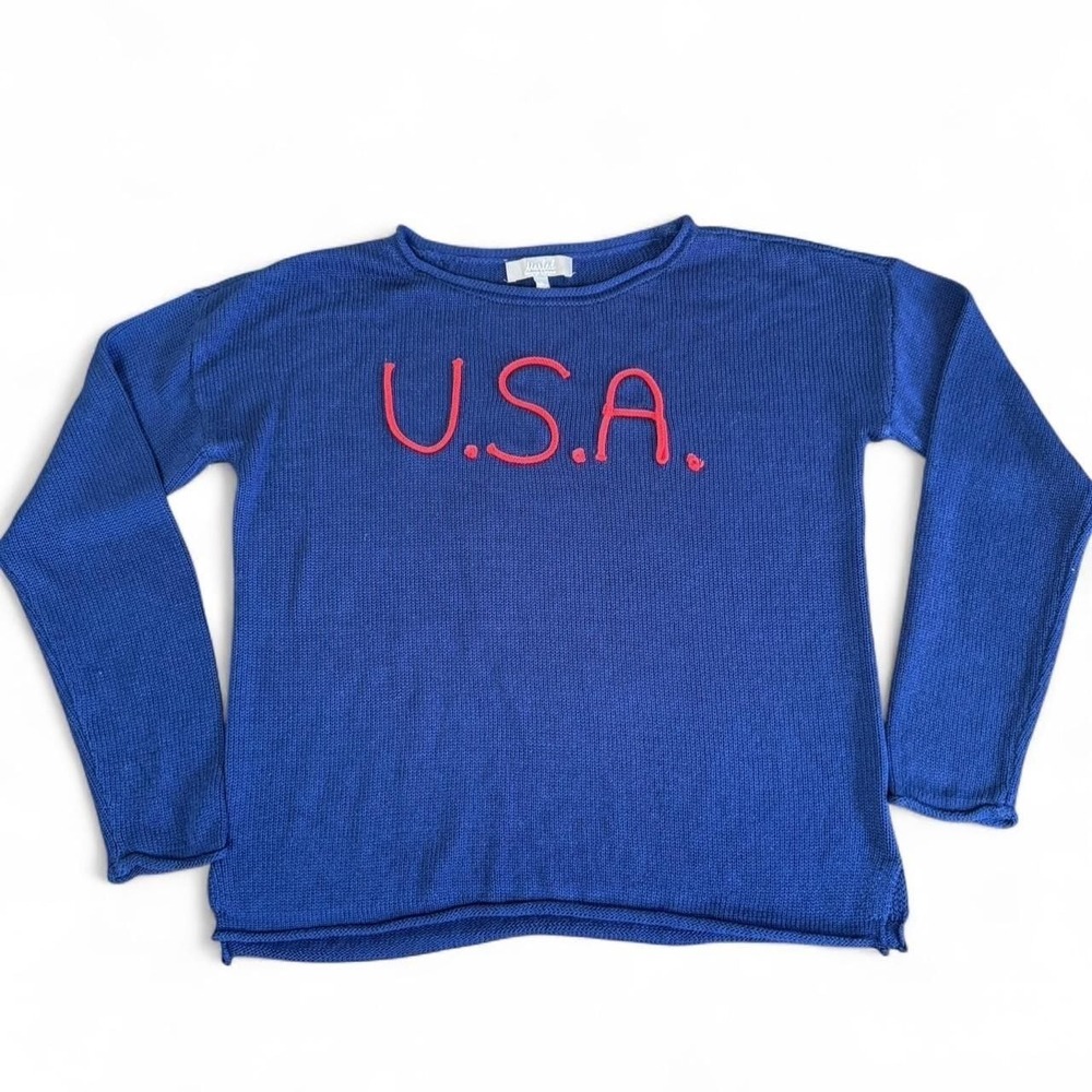 Marled Blue USA‎ Patriotic Knit Long Sleeve Top Size M